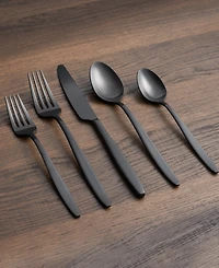 Cambridge Silversmiths Nylah Black Satin Flatware Set, 20 Piece