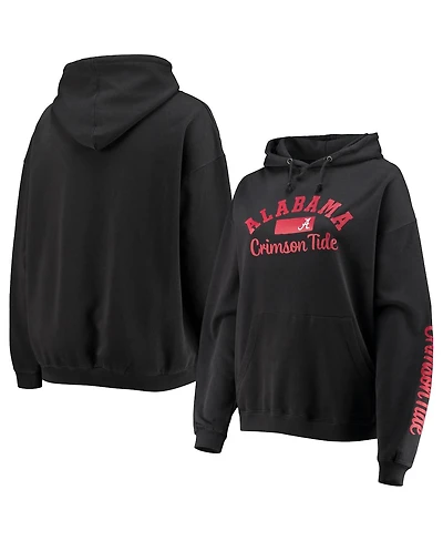 Women's Pressbox Black Alabama Crimson Tide Rock n Roll Super Oversized Pullover Hoodie