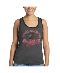 Women's Majestic Threads Damian Lillard Black Portland Trail Blazers Name and Number Tri-Blend Tank Top