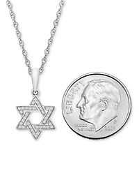 Wrapped Diamond Star of David 18" Pendant Necklace (1/10 ct. t.w.) in 10k White or Yellow Gold, Created for Macy's