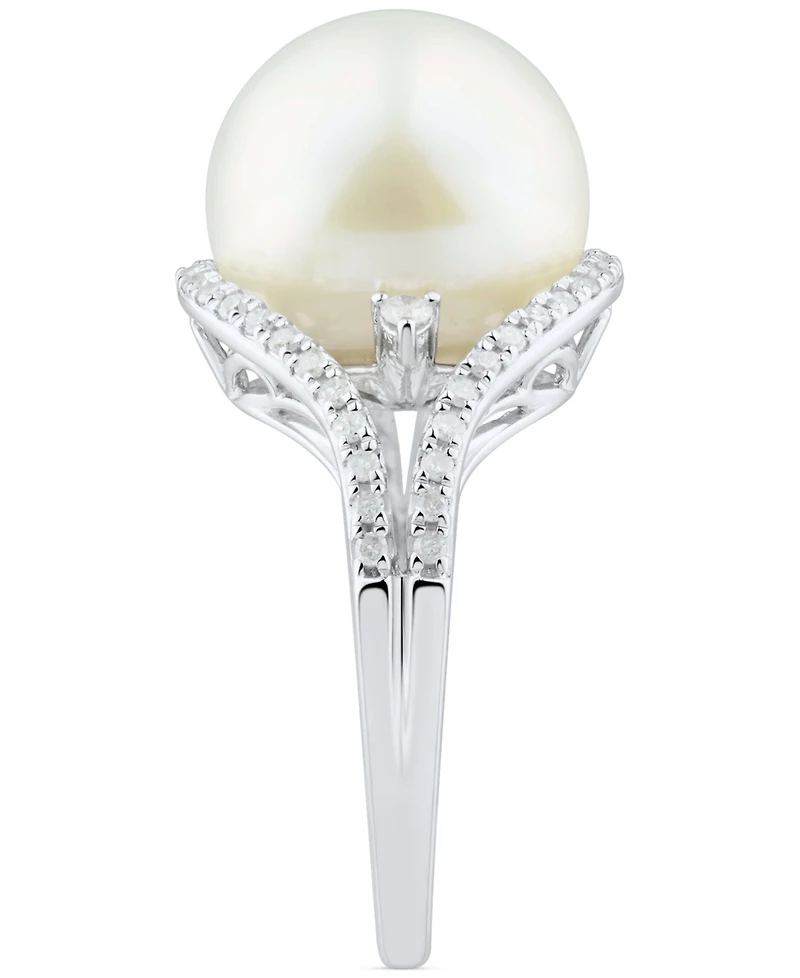 Honora Cultured White Ming Pearl (11-13mm) & Diamond (1/3 ct. t.w.) Ring 14k Gold