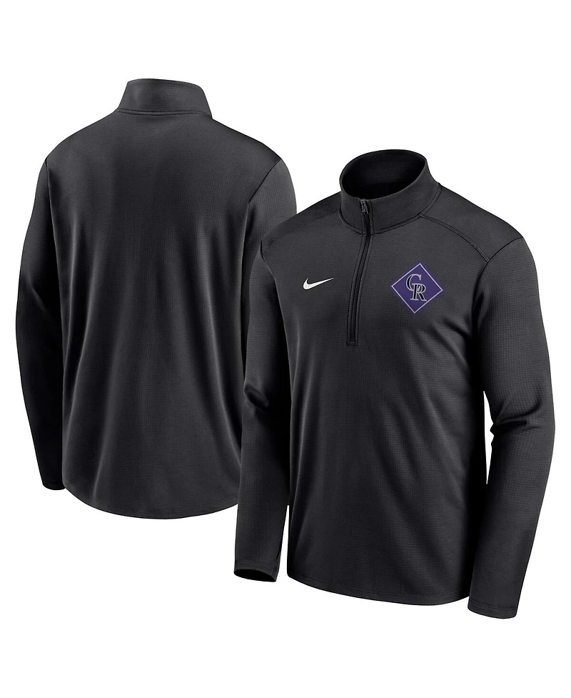 Men's Nike Black Colorado Rockies Diamond Icon Pacer Performance Quarter-Zip Top
