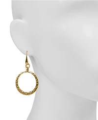Patricia Nash Gold-Tone Hammered Drop Hoop Earrings