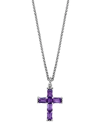 Effy Amethyst Cross 18" Pendant Necklace (5 ct. t.w.) in Sterling Silver