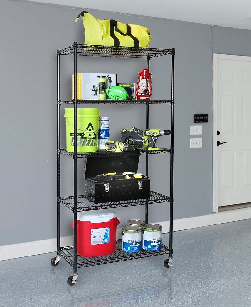 Seville Classics UltraDurable Commercial-Grade 5-Tier Nsf Wire Shelving with Wheels
