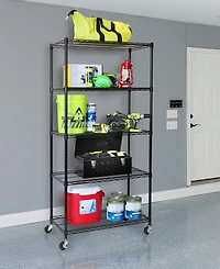 Seville Classics UltraDurable Commercial-Grade 5-Tier Nsf Wire Shelving with Wheels