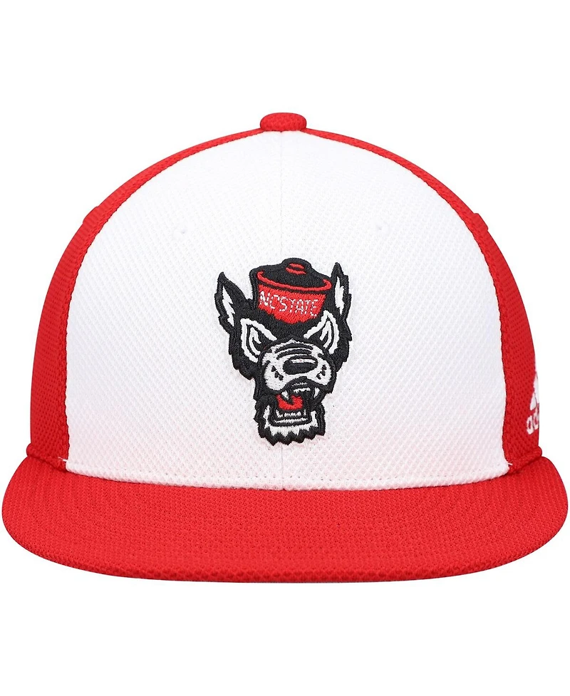 Men's adidas White and Red Nc State Wolfpack On-Field Baseball Fitted Hat