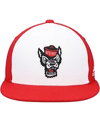 Men's adidas White and Red Nc State Wolfpack On-Field Baseball Fitted Hat