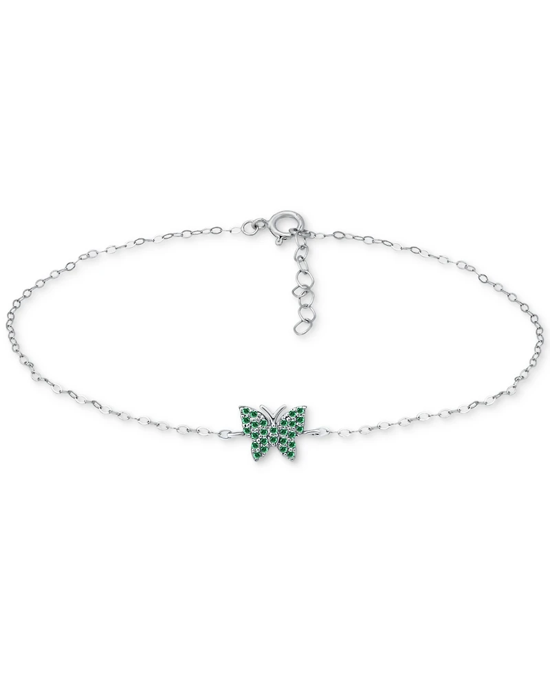 Giani Bernini Green Cubic Zirconia Butterfly Ankle Bracelet, Created for Macy's