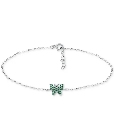 Giani Bernini Green Cubic Zirconia Butterfly Ankle Bracelet, Created for Macy's