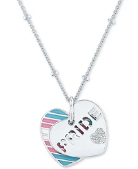 Diamond Accent & Enamel Pride Double Heart 18" Pendant Necklace in Sterling Silver