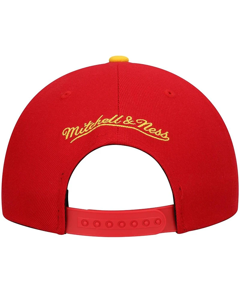 Men's Mitchell & Ness Red, Yellow Atlanta Hawks Hardwood Classics Team Two-Tone 2.0 Snapback Hat
