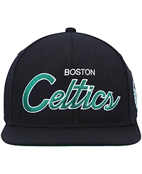 Men's Mitchell & Ness Black Boston Celtics Hardwood Classics Script 2.0 Snapback Hat