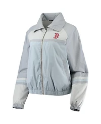 Women's The Wild Collective Navy Boston Red Sox Colorblock Track Raglan Full-Zip Jacket