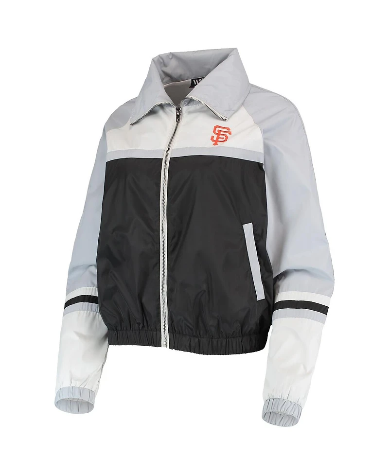 Women's The Wild Collective Black San Francisco Giants Colorblock Track Raglan Full-Zip Jacket