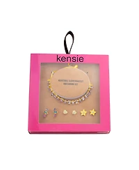 kensie Rhinestone Bracelet and Stud Earring Set