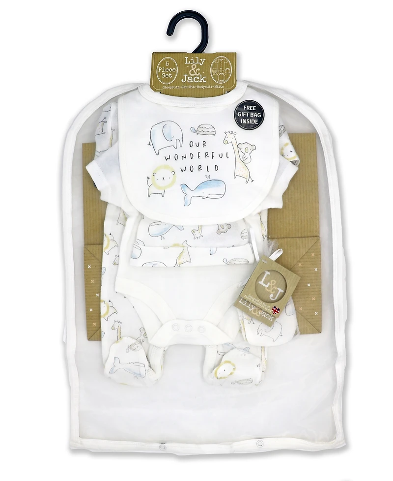 Baby Boys and Girls Our Wonderful World Layette Gift Mesh Bag, 5 Piece Set