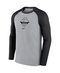 Men's Nike Gray, Black Pittsburgh Pirates Game Authentic Collection Performance Raglan Long Sleeve T-shirt
