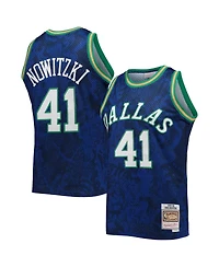Men's Mitchell & Ness Dirk Nowitzki Blue Dallas Mavericks Hardwood Classics 1998-99 Lunar New Year Swingman Jersey