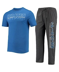 Men's Concepts Sport Heathered Charcoal, Blue Seton Hall Pirates Meter T-shirt and Pants Sleep Set