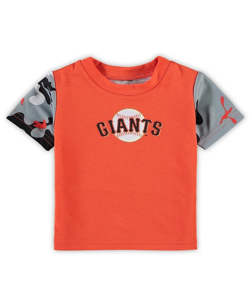 Newborn and Infant Boys Girls Orange, Black San Francisco Giants Pinch Hitter T-shirt Shorts Set