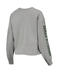 Women's '47 Heathered Gray Michigan State Spartans Ultra Max Parkway Long Sleeve Cropped T-shirt