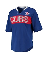 Women's Touch Royal and Red Chicago Cubs Lead Off Notch Neck T-shirt