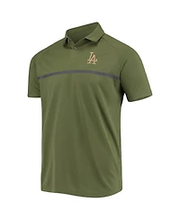 Men's LevelWear Olive Los Angeles Dodgers Delta Sector Raglan Polo Shirt