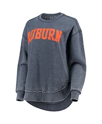 Women's Pressbox Navy Auburn Tigers Vintage-Like Wash Pullover Sweatshirt