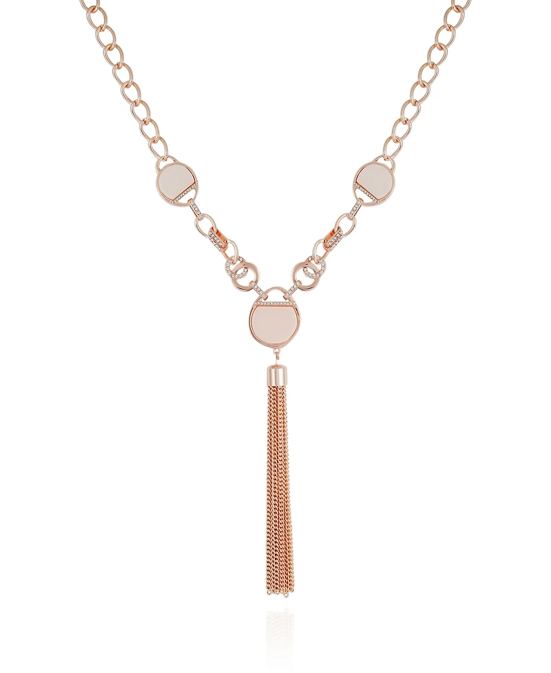 T Tahari Crystal Stone Tassel Necklace