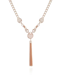T Tahari Crystal Stone Tassel Necklace