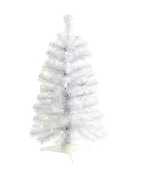 White Artificial Christmas Tree with Lights and Bendable Branches, 24"