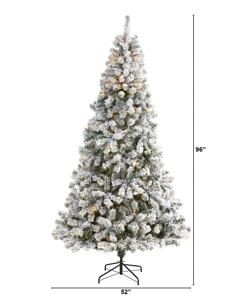 Flocked West Virginia Fir Artificial Christmas Tree with Lights, 96"