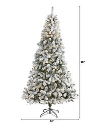 Flocked West Virginia Fir Artificial Christmas Tree with Lights, 96"