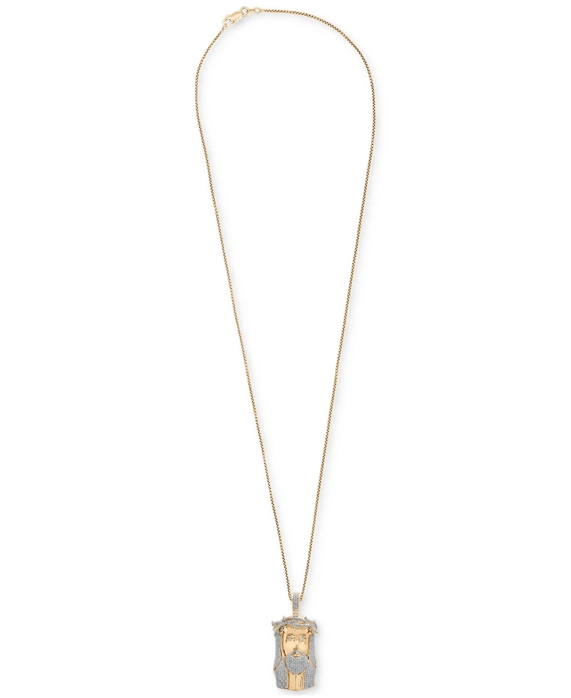 Men's Diamond Christ 22" Pendant Necklace (1/2 ct. t.w.) in 14k Gold-Plated Sterling Silver