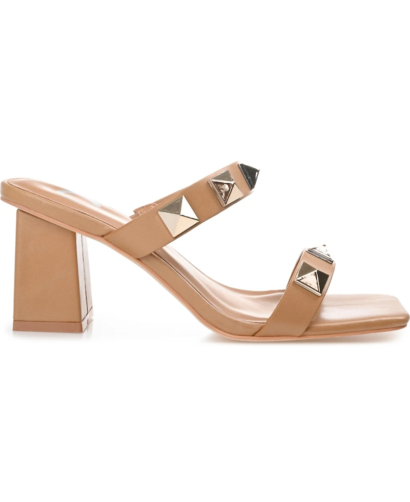 Journee Collection Women's Kirian Studded Block Heel Dress Sandals