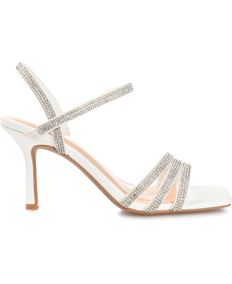 Journee Collection Women's Coraa Rhinestone Strappy Stiletto Sandals