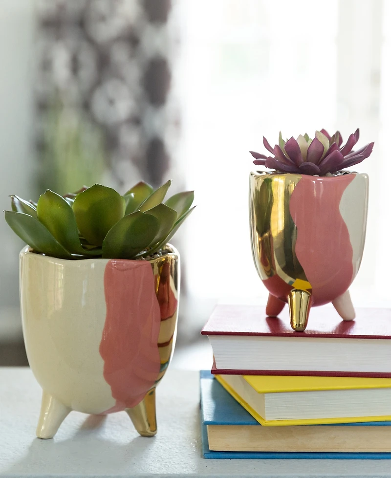 Flora Bunda Three-tone Footed Ceramic Planter