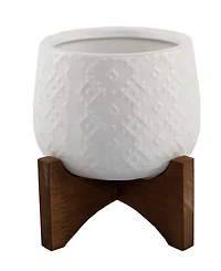 Flora Bunda Indian Ceramic Planter on Stand, 4.75"