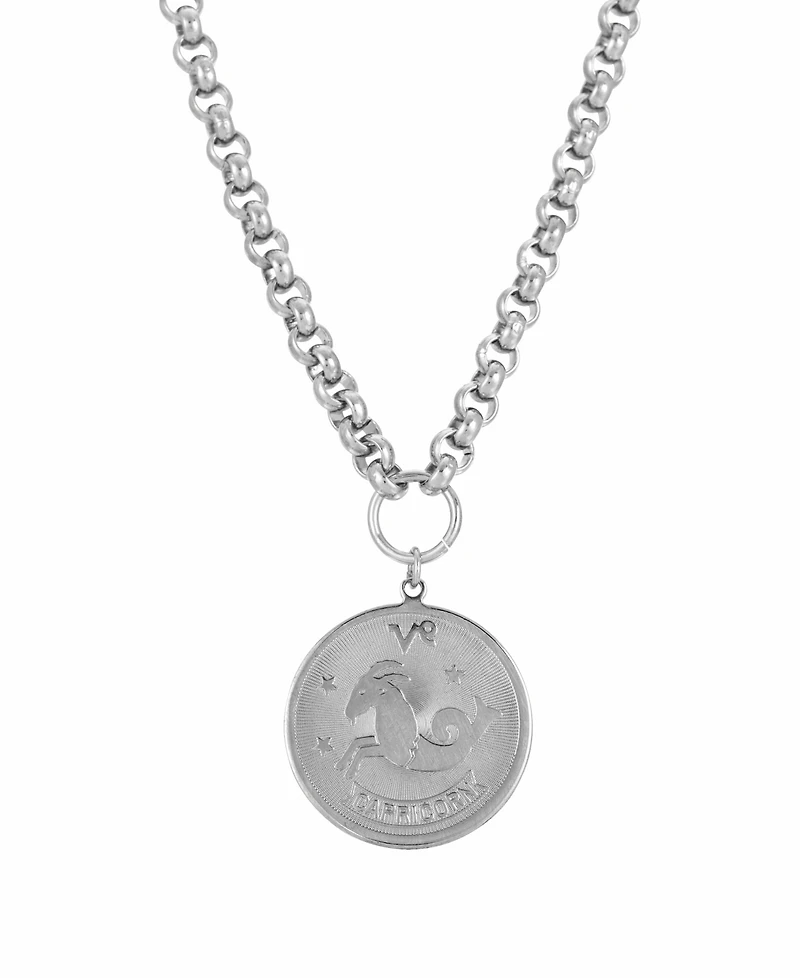 Women's Round Capricorn Pendant Necklace