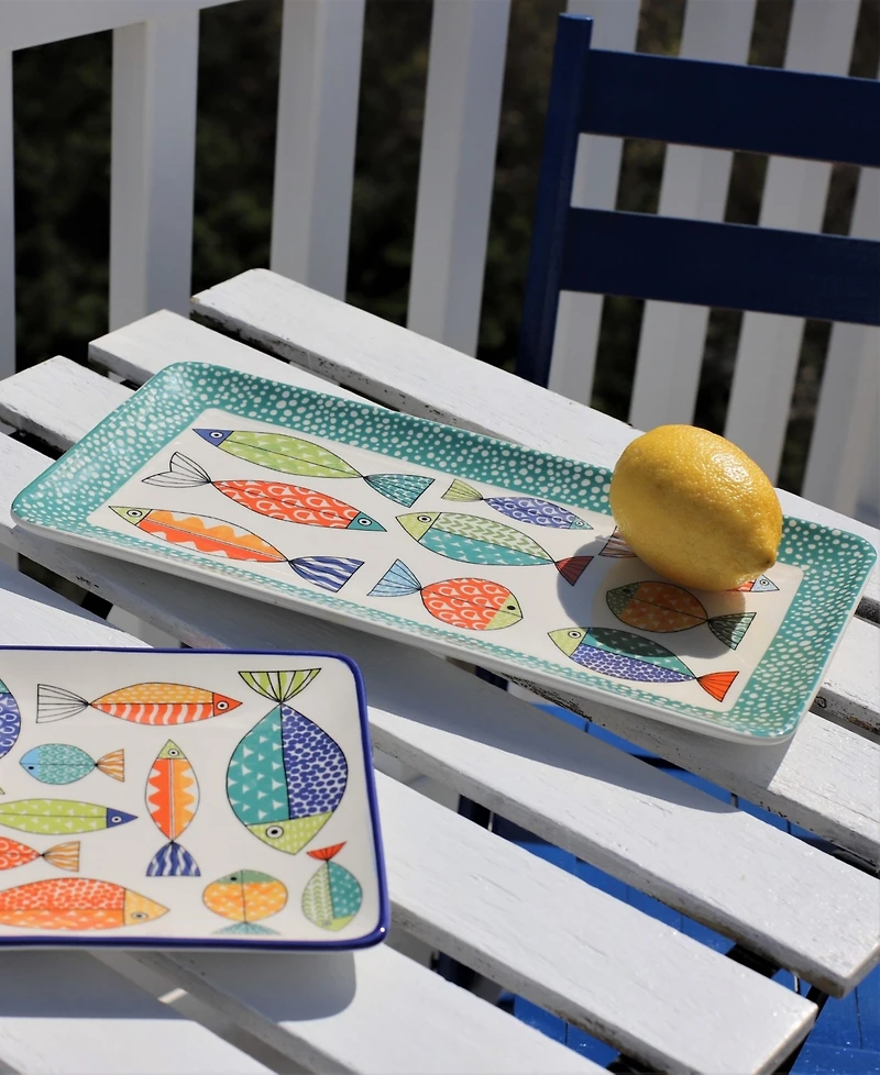 Euro Ceramica Fresh Catch Rectangular Tray, 15"
