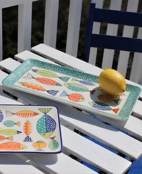 Euro Ceramica Fresh Catch Rectangular Tray, 15"