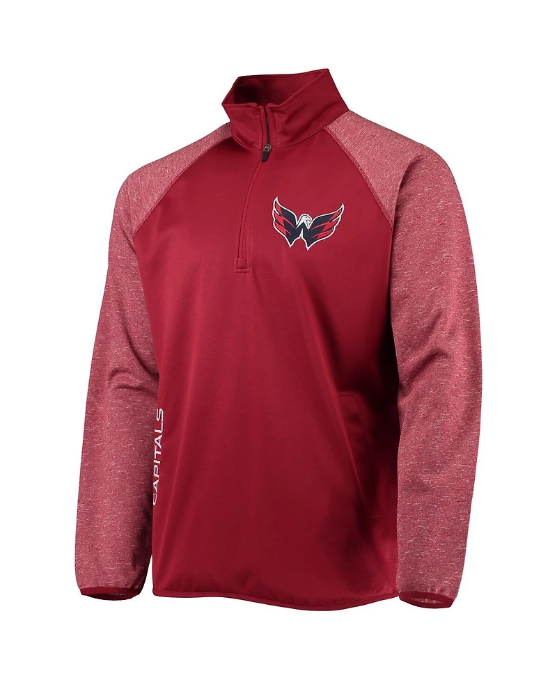 Men's Starter Red Washington Capitals Transitional Raglan Half-Zip Top
