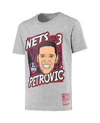 Big Boys Mitchell & Ness Drazen Petrovic Heathered Gray New Jersey Nets Hardwood Classics King of the Court Player T-shirt