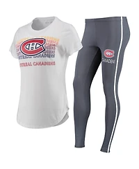 Women's Concepts Sport White, Charcoal Montreal Canadiens Sonata T-shirt and Leggings Set