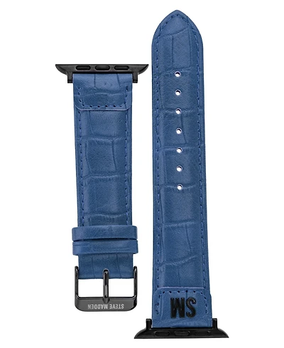 Steve Madden Women's Blue Crocograin Faux Leather Band designed for Apple Watch 42mm (Series 10) & 38/40/41mm