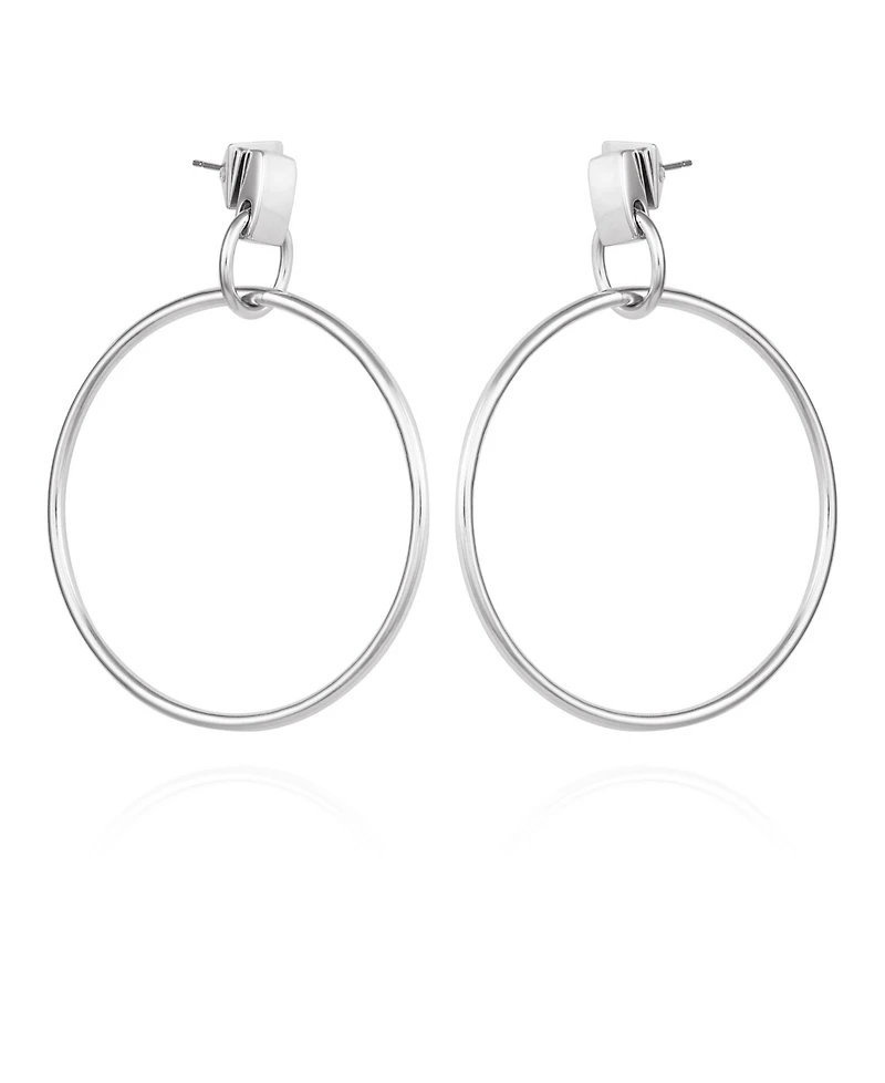 Vince Camuto Silver-Tone Drop Hoop Earrings