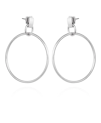 Vince Camuto Silver-Tone Drop Hoop Earrings