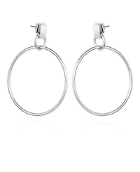 Vince Camuto Silver-Tone Drop Hoop Earrings
