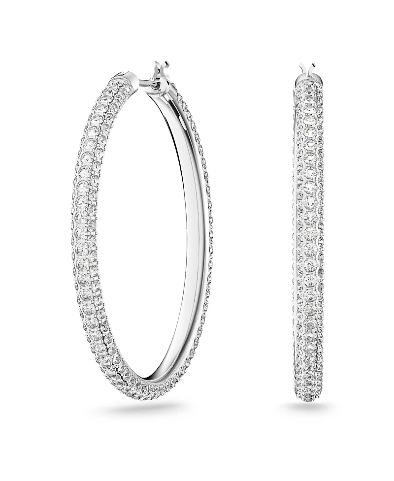 Swarovski Silver-Tone Crystal Medium Hoop Earrings, 1.37"